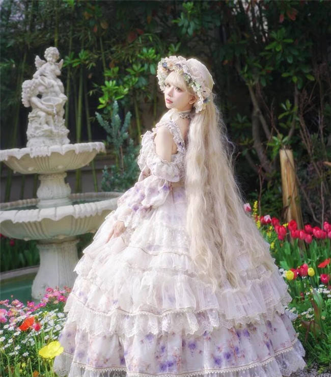 Blue and Purple Roses Lolita Dress and Accessories