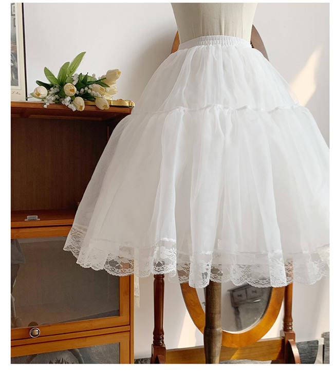 Withpuji 35cm/45cm/55cm Lace Trim White Puffy Petticoat and Bloomers