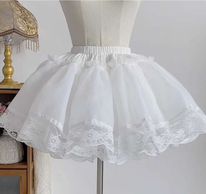 Withpuji 35cm/45cm/55cm Lace Trim White Puffy Petticoat and Bloomers