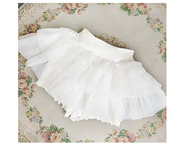 Withpuji 35cm/45cm/55cm Lace Trim White Puffy Petticoat and Bloomers