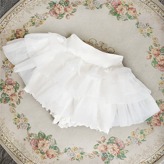 Withpuji 35cm/45cm/55cm Lace Trim White Puffy Petticoat and Bloomers