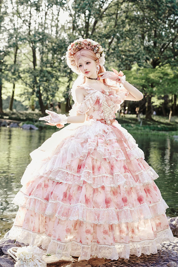 Blue and Purple Roses Lolita Dress and Accessories