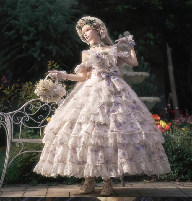 Blue and Purple Roses Lolita Dress and Accessories