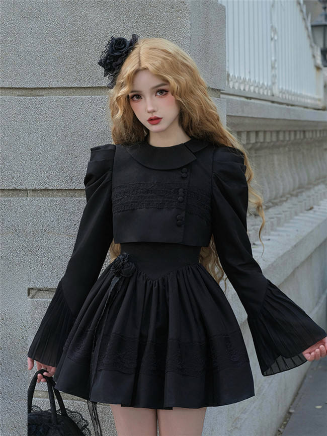 Withpuji Night Traveler Black Lolita Dress, Coat, Blouse and Accessories