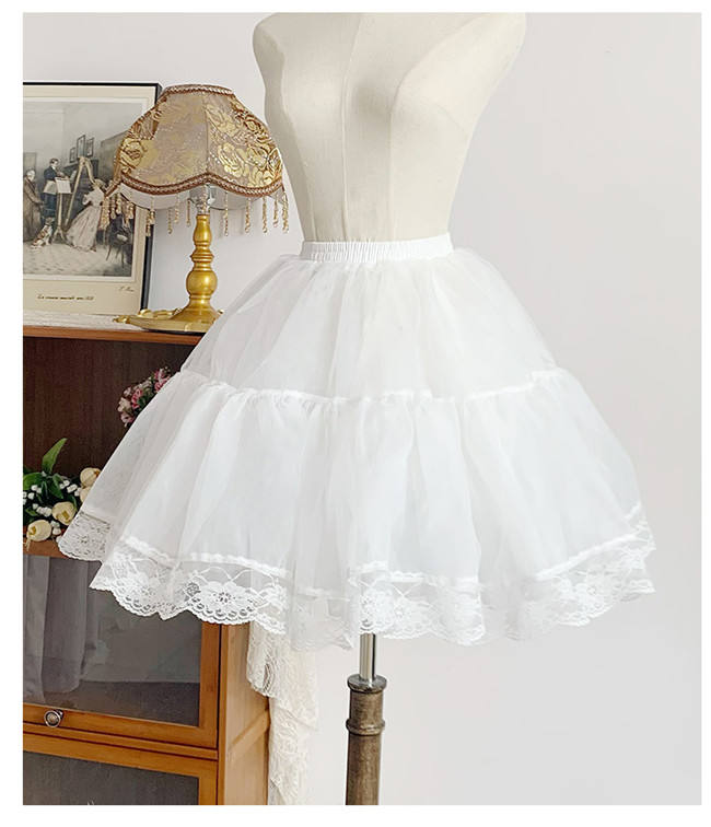 Withpuji 35cm/45cm/55cm Lace Trim White Puffy Petticoat and Bloomers