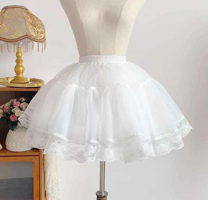 Withpuji 35cm/45cm/55cm Lace Trim White Puffy Petticoat and Bloomers