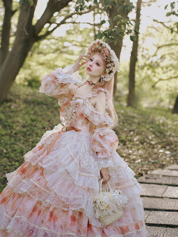 Blue and Purple Roses Lolita Dress and Accessories