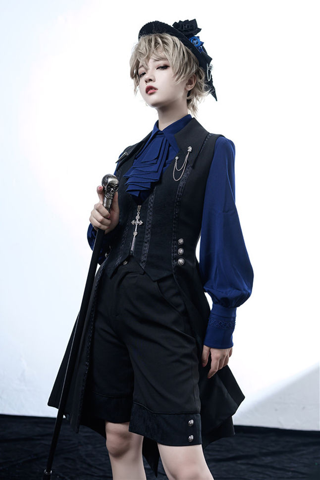 Princess Chronicles Black and Blue Ouji Fashion Blouse, Vest and Pants