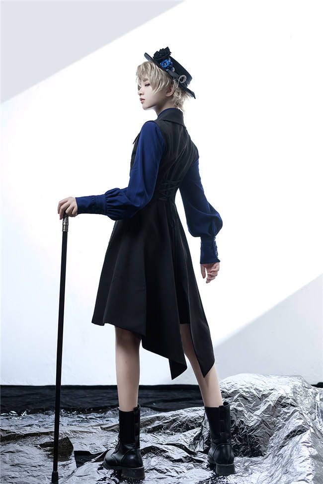 Princess Chronicles Black and Blue Ouji Fashion Blouse, Vest and Pants