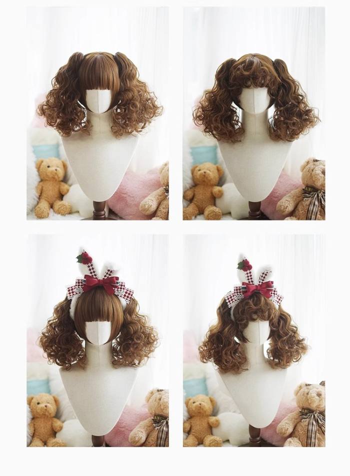 Yuchashui Bobo Short Wigs and Short Curly Wigs Ponytail