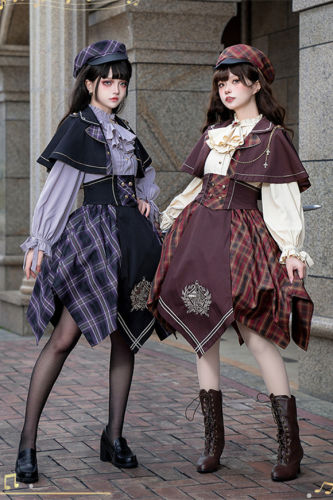 Queen's Game Fake Two Pieces Lolita Dress, Corset and Cape