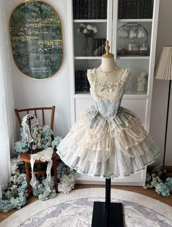 Nine Ode Mist Moon Light Ballet Lolita Skirt, Top and Accessories