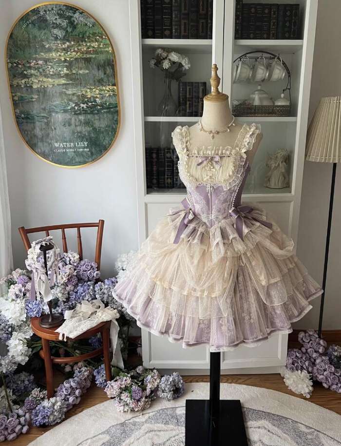 Nine Ode Mist Moon Light Ballet Lolita Skirt, Top and Accessories