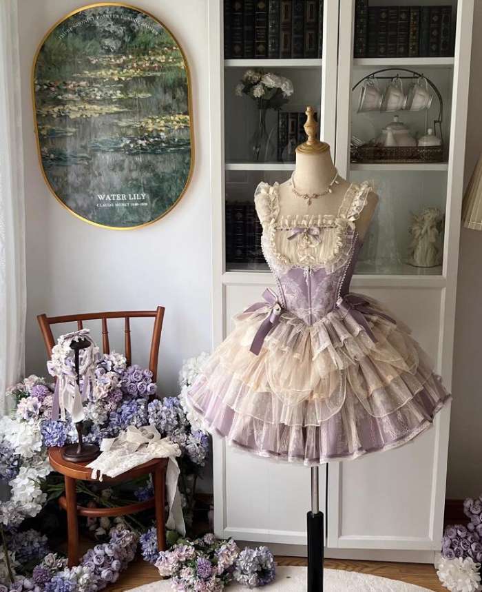 Nine Ode Mist Moon Light Ballet Lolita Skirt, Top and Accessories
