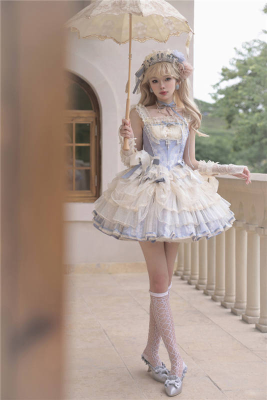 Nine Ode Mist Moon Light Ballet Lolita Skirt, Top and Accessories
