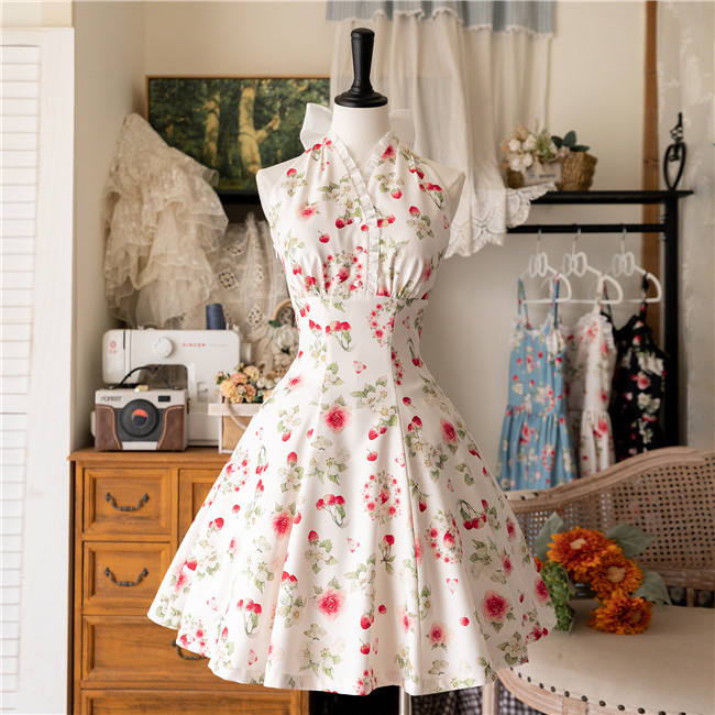 Forest Wardrobe Fruit and Flower Halter-neck Lolita Dress