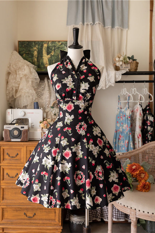 Forest Wardrobe Fruit and Flower Halter-neck Lolita Dress