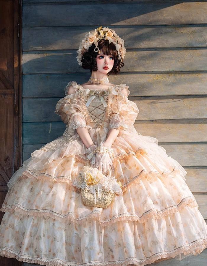 Blue and Purple Roses Lolita Dress and Accessories