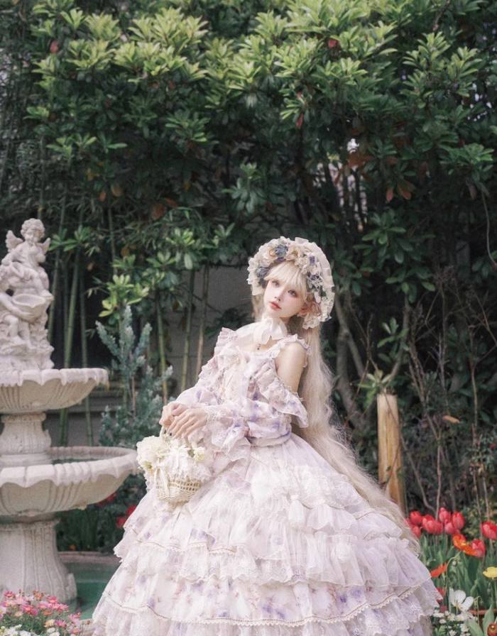 Blue and Purple Roses Lolita Dress and Accessories