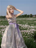 Cyan Lolita Oil Painting Floral Lolita Dress
