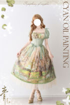 Cyan Lolita Oil Painting Spring Lolita Dress
