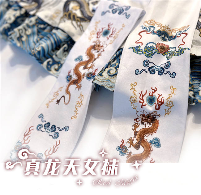 Red Maria Dragon Prints Lolita Tights