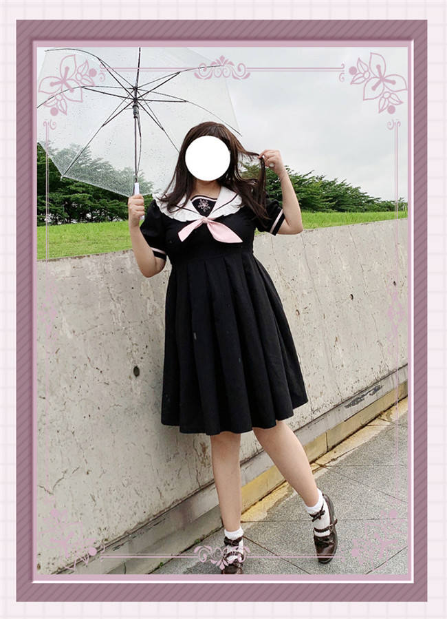 Plus Size Sailor Style Black Dress
