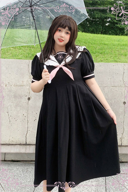 Plus Size Sailor Style Black Dress
