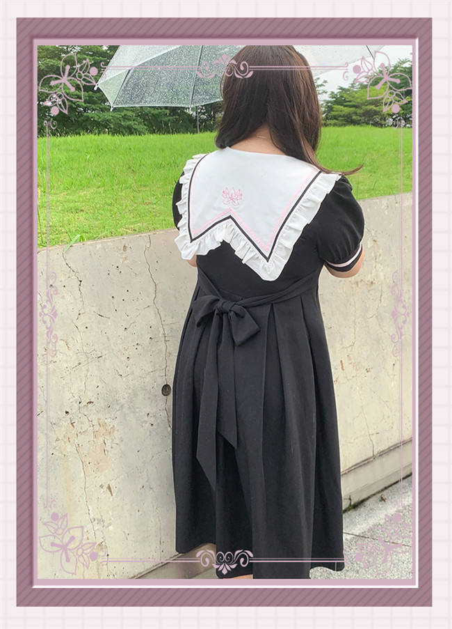 Plus Size Sailor Style Black Dress