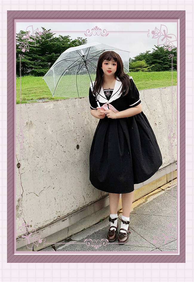 Plus Size Sailor Style Black Dress