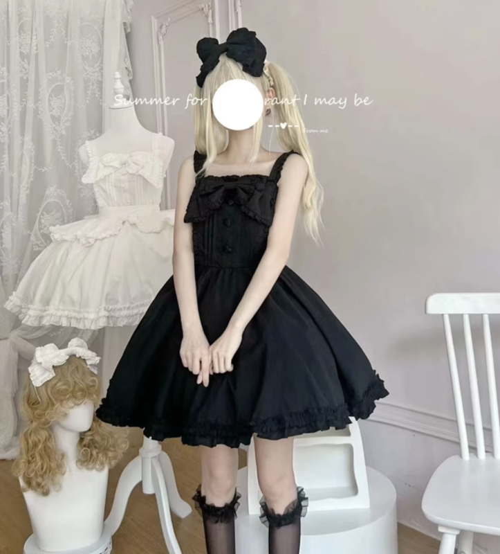 Pink Plus Size Lolita Jumper Skirt, Headbow and Apron