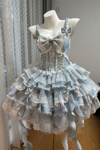 Smoothy Clouds Prints Lolita Jumper Dress Set