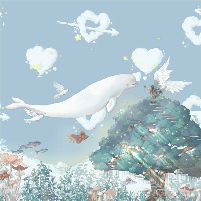 Smoothy Clouds Whale Prints Lolita Jumper Dress Set