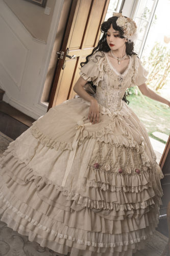 Coronation Luxury Hime Lolita Dress, Underskirt, Tippet and Tailing
