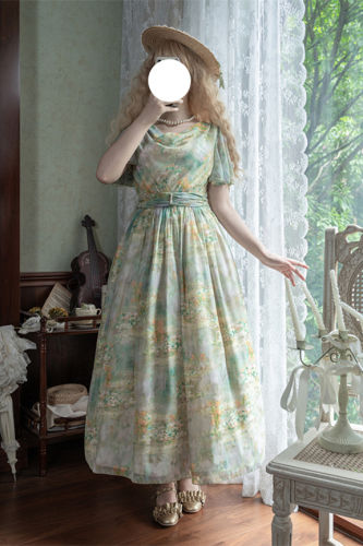 Miss Point Greek Inspired Heap Collar Print Dress