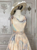 Miss Point Greek Inspired Heap Collar Print Dress