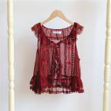 Withpuji Dots Yarn Ruffled Collar Summer Vest