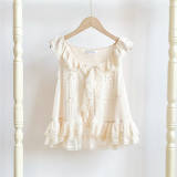 Withpuji Dots Yarn Ruffled Collar Summer Vest