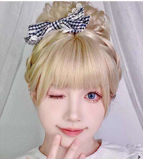 Squid Ball Blonde Bobo Wigs and Flower Shaped Ponytail