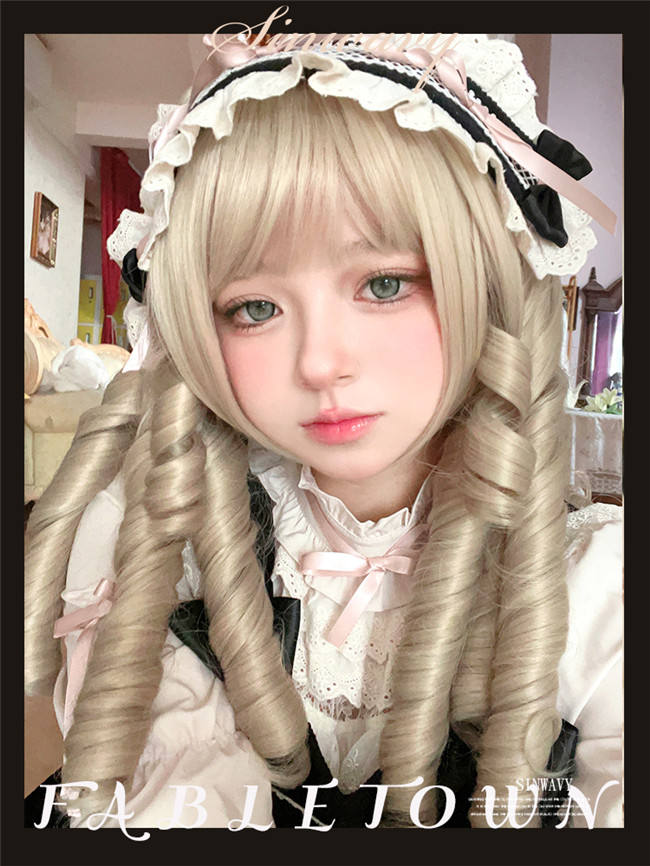 Fabletown Retro Roman Curly Ponytail Lolita Wigs