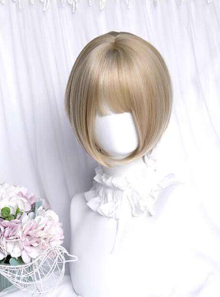 Squid Ball Blonde Bobo Wigs and Flower Shaped Ponytail