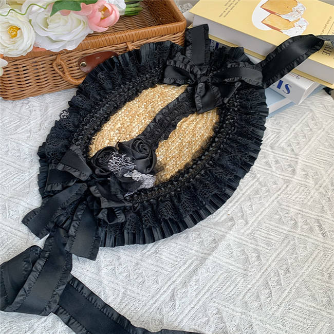 Withpuji Flower Language Lace Bow Straw Hat