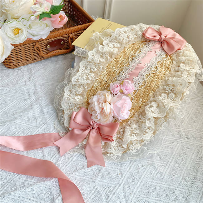 Withpuji Flower Language Lace Bow Straw Hat