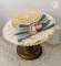 Small Flat Straw Hat(Blue Green Bow)