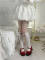 White Calf Socks with Red Silk Ribbon -46cm