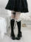 Black Calf Socks with white lace trim -46cm