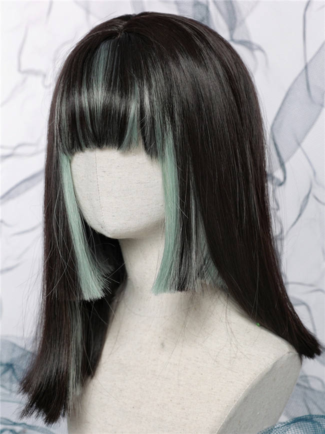 Black Mint Ombre Short Straight Prince Wigs