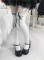 White Above Knee Socks with Black Silk Ribbon -64cm