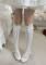 White Calf Socks with Blue Silk Ribbon -46cm