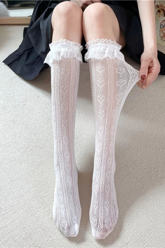 Black White Lady Calf Socks